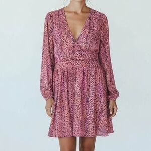 Zara Pink Patterned Mini Dress